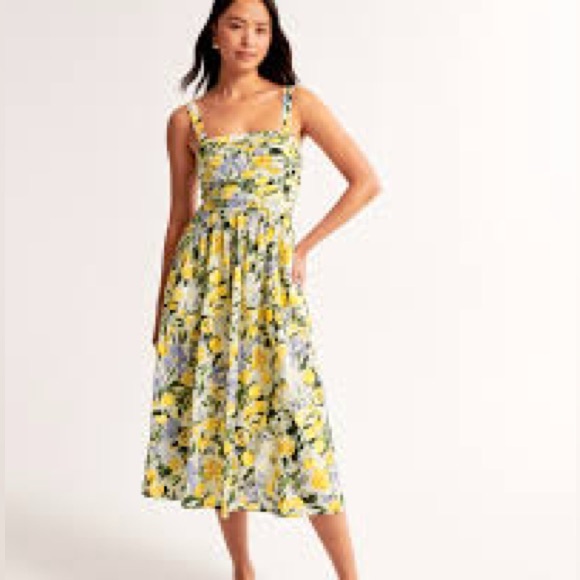 Abercrombie & Fitch Dresses & Skirts - Abercrombie & Fitch Emerson Cotton Blend Yellow and Green Midi Sundress Size M